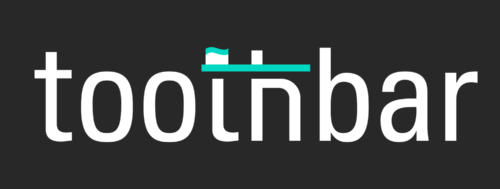 An image of the Toothbar logo. The logo contains the word toothbar with a toothbrush that crosses the middle t.